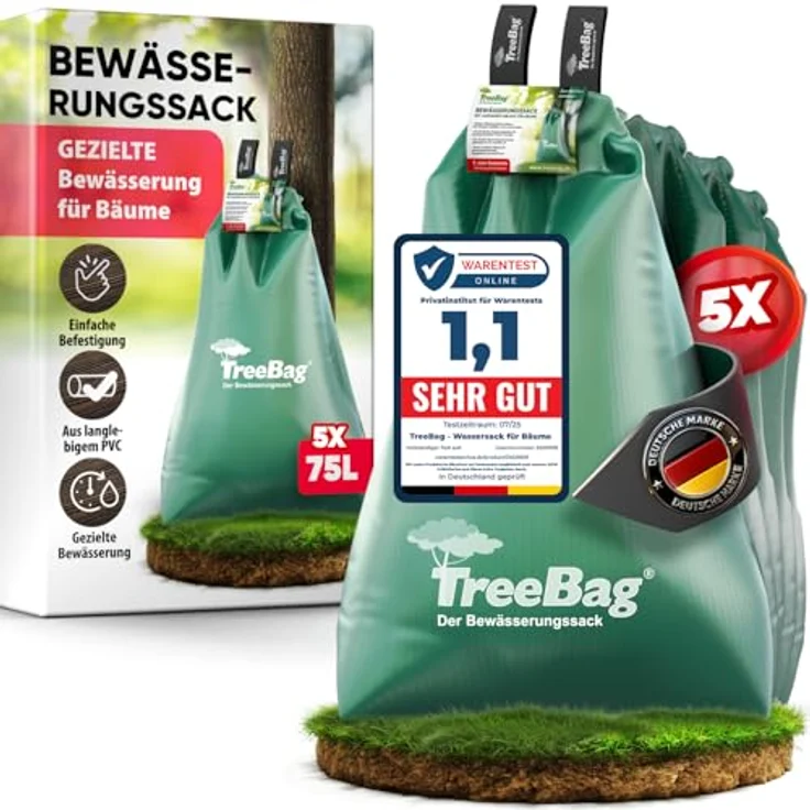 treebag TreeBag Wassersack für Bäume 5 x 75L, UV-stabiler PVC Bewässerungssack für Garten & Stadtgrün, für Stammumfänge 8–30 cm – Bild 1