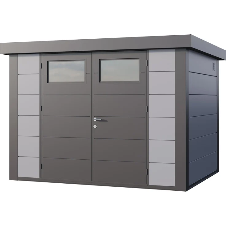 Telluria Metallgerätehaus Classico 3024, 7,1 m² Gartenhaus aus feuerverzinktem Stahl, lichtgrau