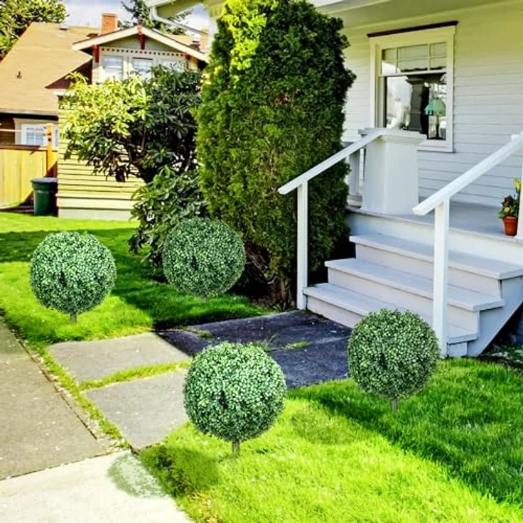 HOMCOM 2er-Set Künstlicher Buchsbaum, 70 cm hohe Kunstpflanze mit UV-Schutz, Pflegeleicht und wetterfest für Innen- und Außenbereich – Bild 2