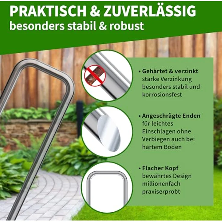 TTL GARDEN Unkrautvlies 50g/m², 30m² (2x15m) schwarz, reißfest, UV-stabil, atmungsaktiv mit 50 verzinkten Erdankern – Bild 5