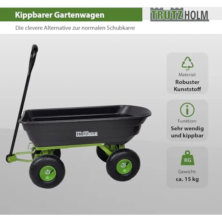 Gartenwagen Kippfunktion Transportwagen Handwagen Bollerwagen Anhänger 300 kg – Bild 2