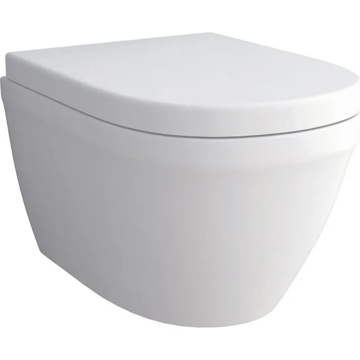 Alpenberger Tiefspül-WC - Spülrandloses WC Set mit Nano, Hänge WC mit WC Deckel, waagerechter Abgang, Absenkautomatik Sitz - Weiß, Geberit-kompatibel