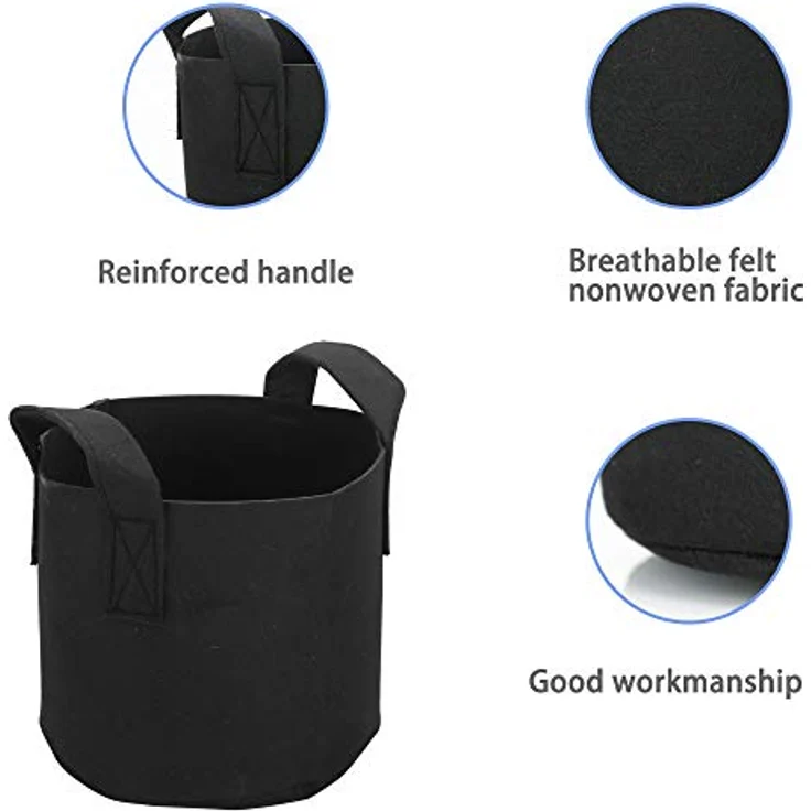 INTIRILIFE 10x Vlies Pflanzsack in 20 Liter - 5 Gallon - 30 x 25 cm – Pflanzen Übertopf aus Vliesstoff mit Tragegriffen für Garten, Gewächshaus UVM. – Pflanzkübel Pflanzgefäß Pflanzbeutel - Preisvergleich – Bild 3
