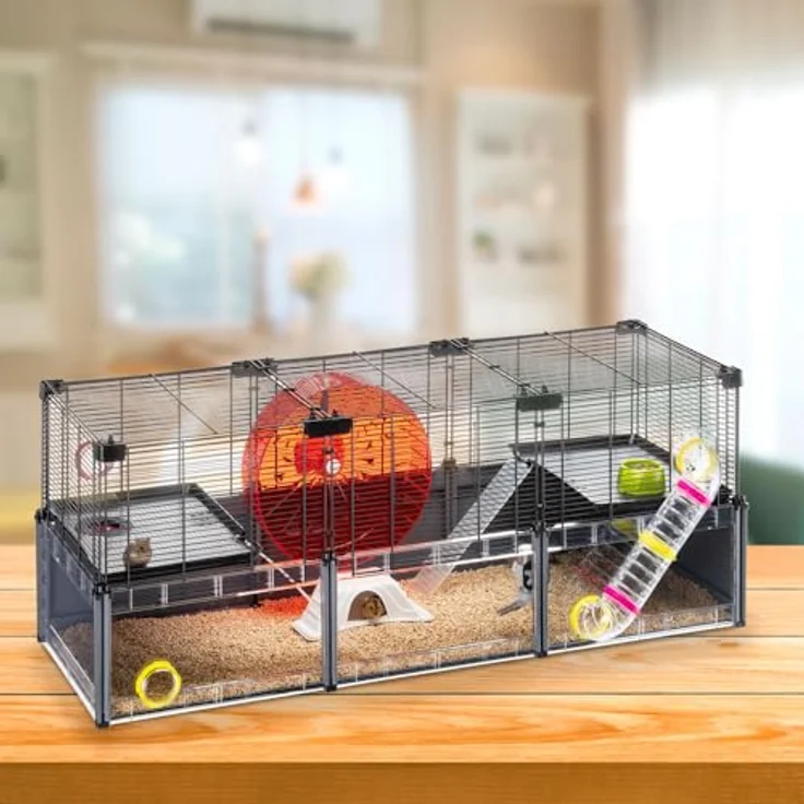 Ferplast MULTIPLA Hamster Large, modularer Käfig aus Metallgitter und recyceltem Kunststoff mit Zubehör, 107,5 x 37,5 x H 42 cm – Bild 3