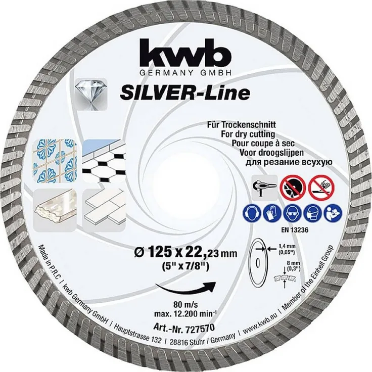 diamant Dünne Diamant-Trennscheibe 125 mm, geeignet für präzise Schnitte in Beton, Fliesen und Naturstein