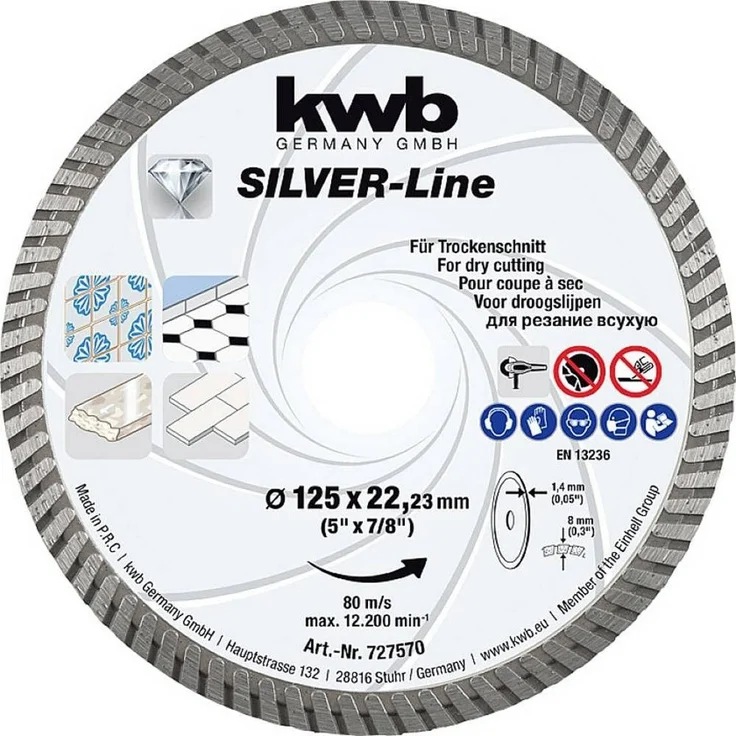 diamant Dünne Diamant-Trennscheibe 125 mm, geeignet für präzise Schnitte in Beton, Fliesen und Naturstein