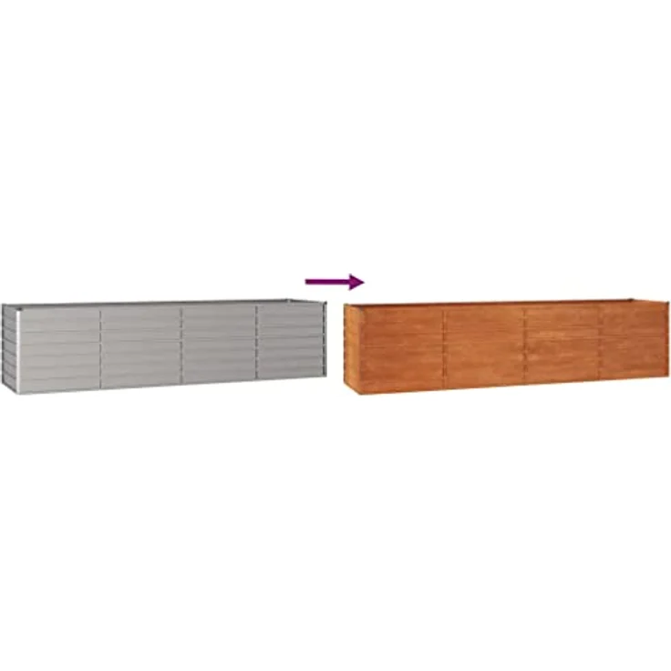 vidaXL Hochbeet aus Cortenstahl, Rostig, 320 x 80 x 77 cm, Wetterfester Stahl, Robust & Langlebig – Bild 6