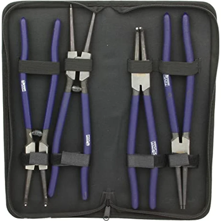 Mar-Pol Seeger Elastische Ringzange Set, 12 Zoll (300 mm), 4 Stück mit gebogenen und geraden Spitzen, inkl. Tasche – Bild 2