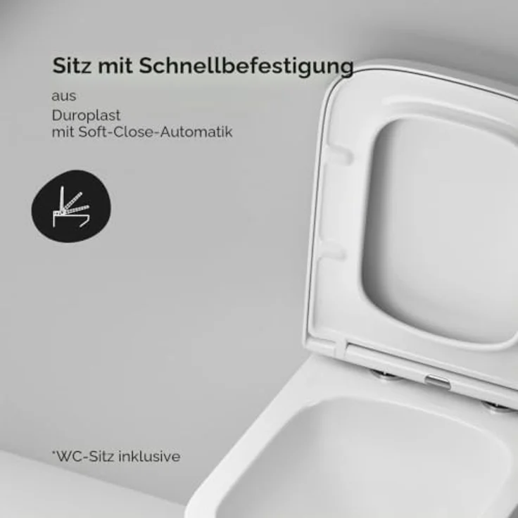 AM.PM CGA1901PSC, Tiefspül-WC wandhängend mit Spülrandlos-Technik und AquaSpin, inklusive Duroplast-Toilettensitz mit Absenkautomatik, weiß – Bild 4