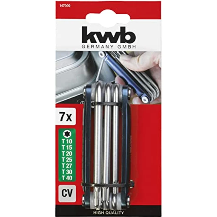 kwb Sechskantschlüssel-Set T 10-T 40, 7-teilig aus CV-Stahl im Metall-Klapphalter – Bild 2