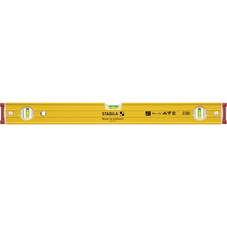 STABILA Wasserwaage Type 96-2, 40 cm, extrasteifes Alu-Profil, 1 Horizontal-Libelle, 2 Vertikal-Libellen, stoßdämpfende Endkappen, integrierte Rutsch-Stopper, Made in Germany – Bild 3