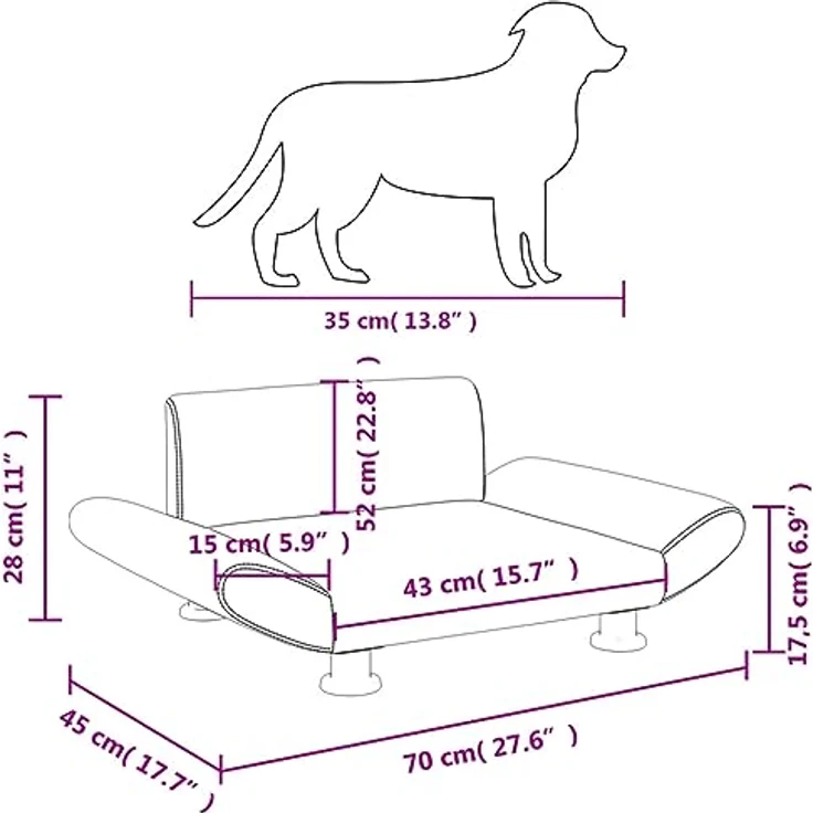 vidaXL Hundebett, Hundekissen mit weicher Polsterung, Hundesofa Hundecouch für kleine Hunde Haustiere, Haustierbett Katzenbett, Schwarz Kunstleder – Bild 3