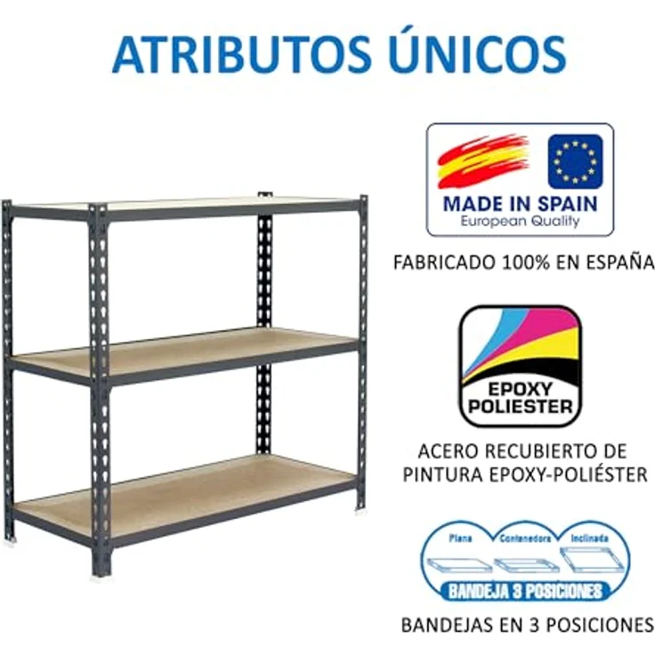 Simonrack Maderclick SuperPlus Metallregal, 3 Böden, Traglast 200 kg pro Boden, Stecksystem, Grau – Bild 7