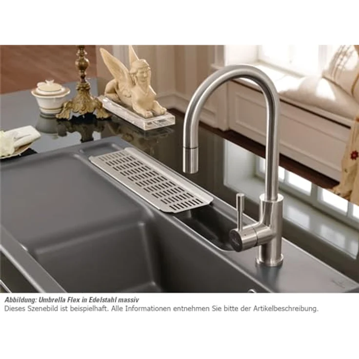 Villeroy & Boch Küchenarmatur 925400LC, Edelstahl massiv mit Ausziehbrause und keramischen Dichtungen, 360° Schwenkbereich – Bild 3