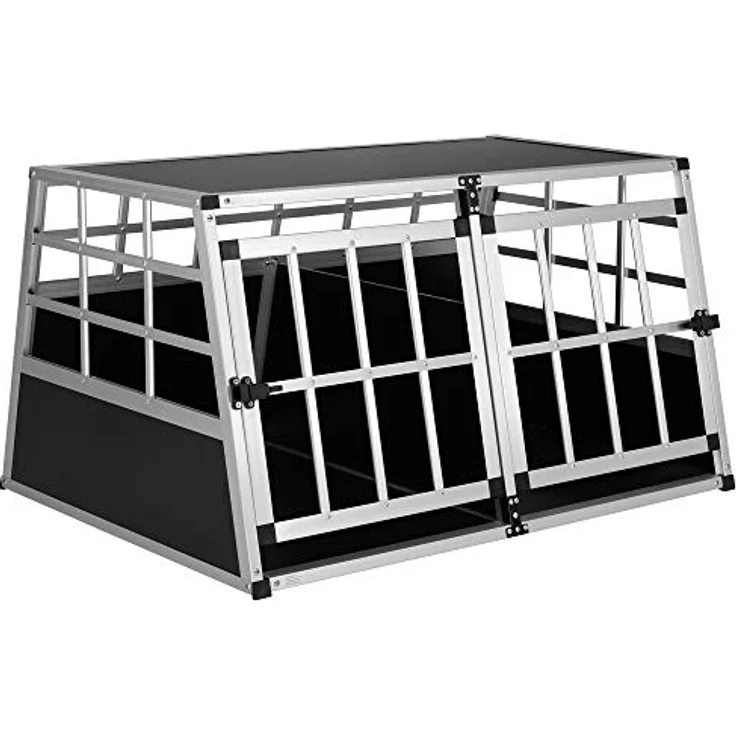 CADOCA® Hundetransportbox Aluminium Hundebox Kofferraum robust verschließbar trapezförmig XL 89x70x51cm Reisebox Autobox Tiertransportbox – Bild 1