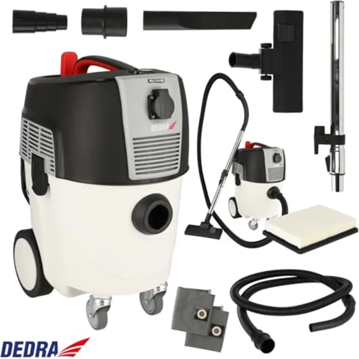 Dedra DED6607 Construction Giraffe Staubsauger, Nass- und Trockensauger mit 1600W und Schüttler