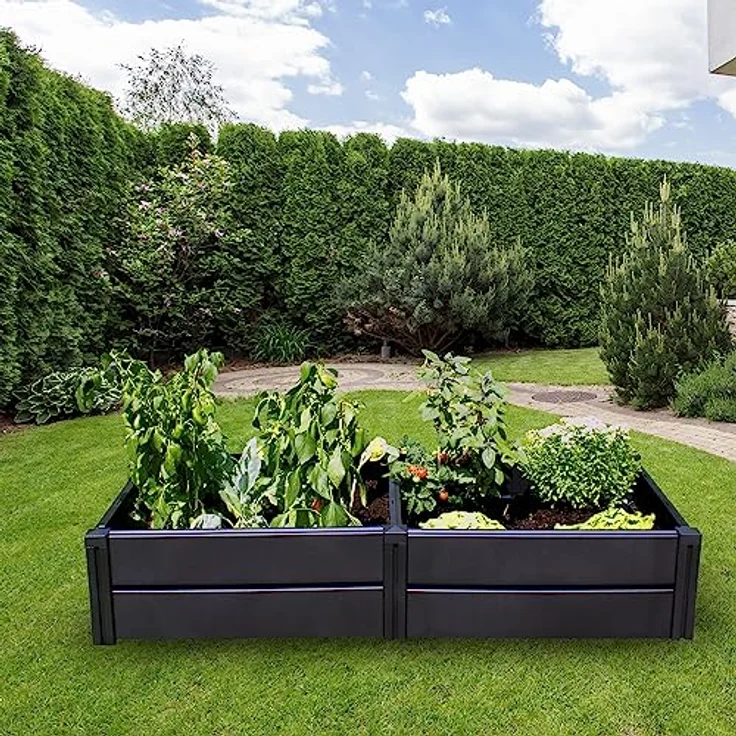NYVI Hochbeet NYVIGreen L 158x82x31cm 336 Liter - Gartenbeet aus wetterfestem & recyceltem Kunststoff - Pflegeleicht, Steckmontage ohne Werkzeug - Blumenbeet. – Bild 5