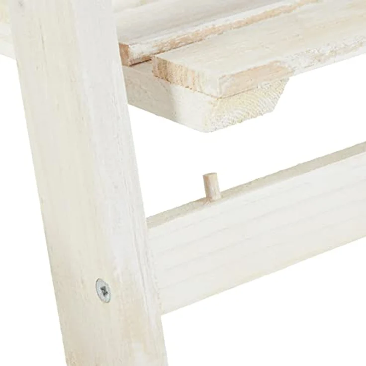 Relaxdays Blumentreppe, für innen & Balkon, Shabby-Chic Design, freistehend & klappbar, HBT 160x41x50 cm, 4 Stufen, weiß, Holz, 160 x 41 x 50 cm – Bild 8