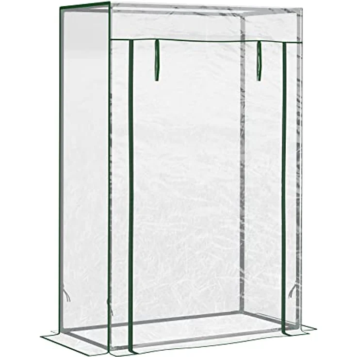 Outsunny Gewächshaus Treibhaus Tomatenhaus Frühbeet mit Tür zum Aufrollen Stahl Kunststoff Transparent 100x50x150cm – Bild 1
