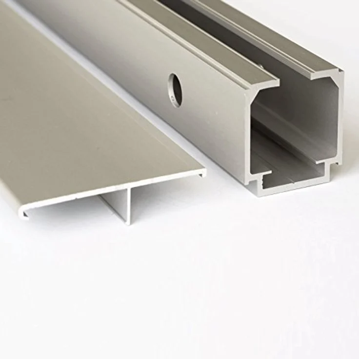 inova Doppel Glas-Schiebetür 2-Flügelig, 1760 x 2035 mm, satiniertes Blockstreifen-Dekor, Aluminium Komplettset mit Lauf-Schiene und beidseitiger Softclose – Bild 4