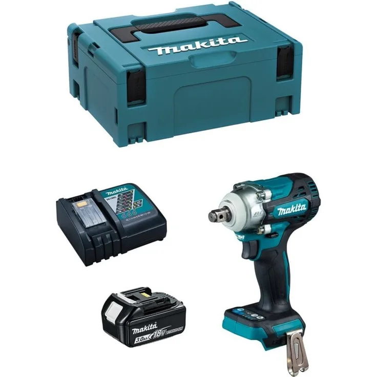Makita DTW300RFJ1, Schlagschrauber mit 330 Nm Drehmoment, inkl. 3,0 Ah Akku und DC18RC Ladegerät im MAKPAC 2