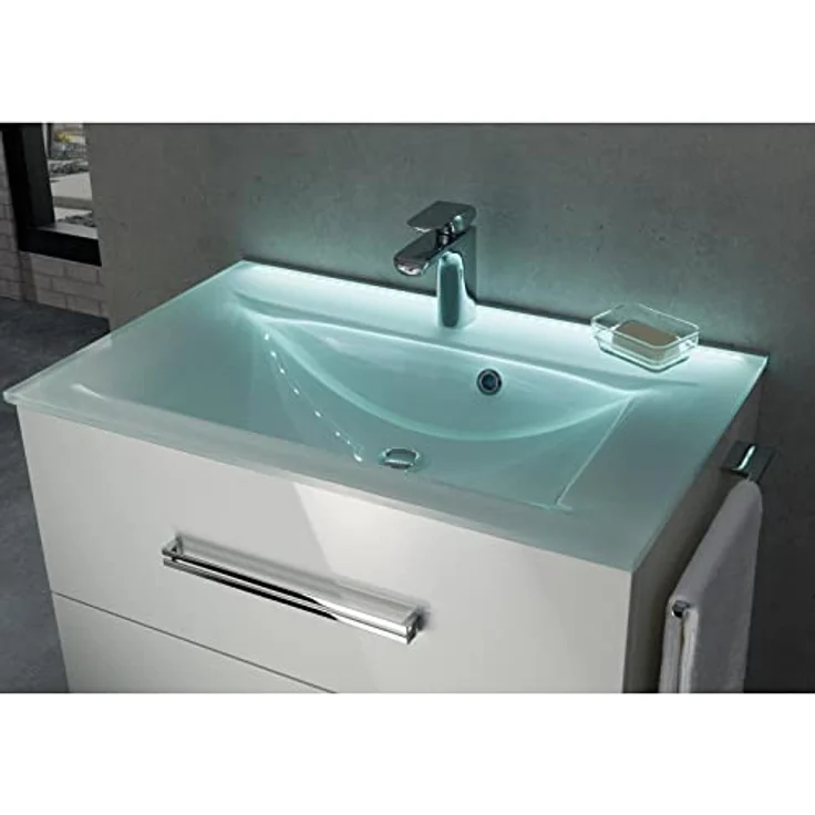 Fackelmann Glasbecken, Waschtisch aus Glas 80 x 14,5 x 50 cm, fürs Badezimmer und WC, mintgrün – Bild 5