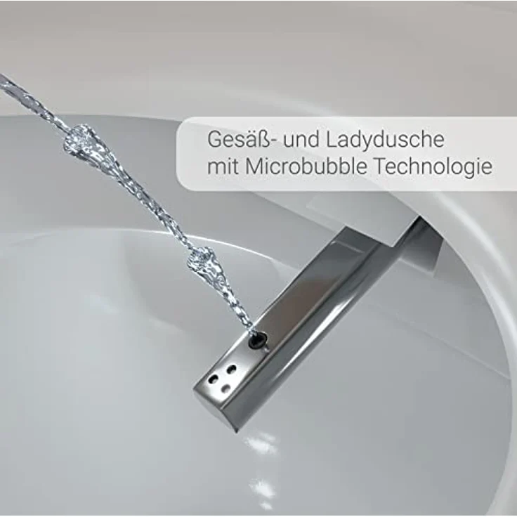 Bernstein Dusch-WC T640 PRO wandhängend, Hänge-WC, Abgang waagerecht, Tiefspüler, Komplett-Set, Weiß, mit Beleuchtung, Sitzheizung, Massage und Entkalkung – Bild 2