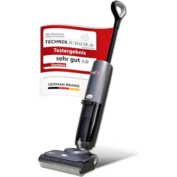 Flixxe X3 Premium 2-in-1 Nass-Trockensauger – Kabellos, 200W Leistung, 40 Min Laufzeit, LED-Display, Selbstreinigung, X-Sense Technologie, Hygienische Reinigung, Beidseitige Kantenreinigung (grau)