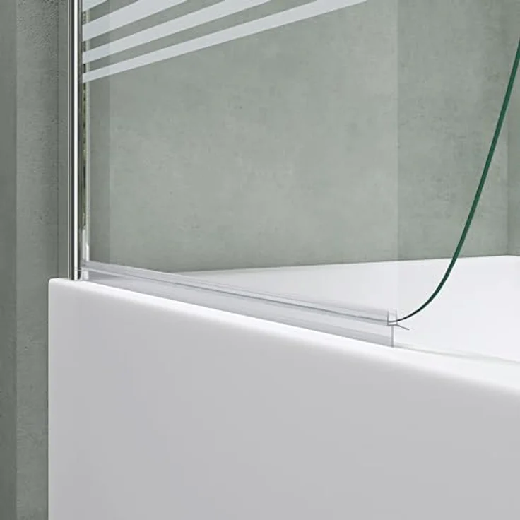 Mai & Mai Duschwand C112S, faltbare Badewannenwand aus teilsatinierten 6mm ESG-Sicherheitsglas mit NANO-Beschichtung, 180° schwenkbar, 90x140cm – Bild 5