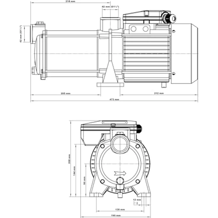 XPOtool Mehrstufige Kreiselpumpe 10200l/h 1650W Förderhöhe 65m, Ansaughöhe 8m, 2850U/min, Wasserpumpe für Hauswasserwerke, Haus und Garten – Bild 5