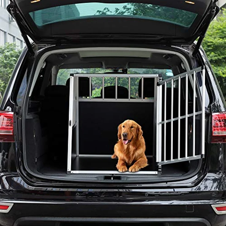 CADOCA® Hundetransportbox Aluminium Hundebox Kofferraum robust verschließbar trapezförmig L 66x90x72cm Reisebox Autobox Tiertransportbox – Bild 2