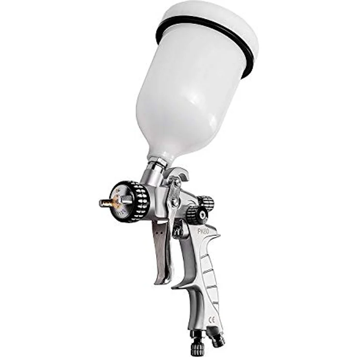 BenBow Lackierpistole PK60 HVLP 1,8 mm + 600 ml Fließbecher, optimal für Autogrundierungen und DIY, hohe Sprühqualität, Druckluft-Spritzpistole – Bild 1