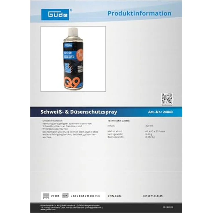 Güde Düsenschu-Spray 400Ml, Schweiß- und Düsenschutzspray, umweltfreundlich – Bild 2