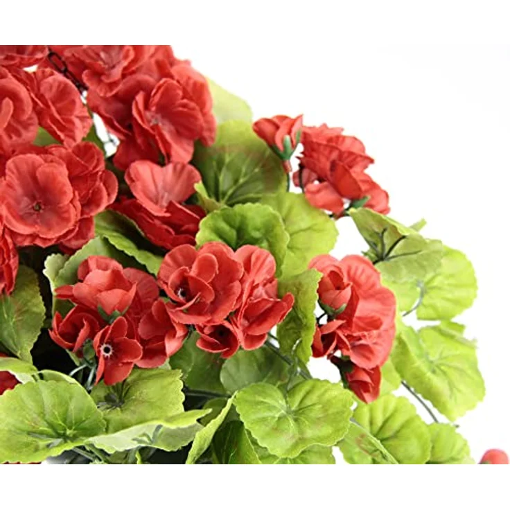 Künstliche hängende Geranien im Topf Geranienbusch Geranienhängeampel Geranie Seidenblumen Kunstblume Kunstpflanze Balkonblume Zimmerpflanze Klassische Pflanze Blütenbusch Grünpflanze Girlande Ranke – Bild 3