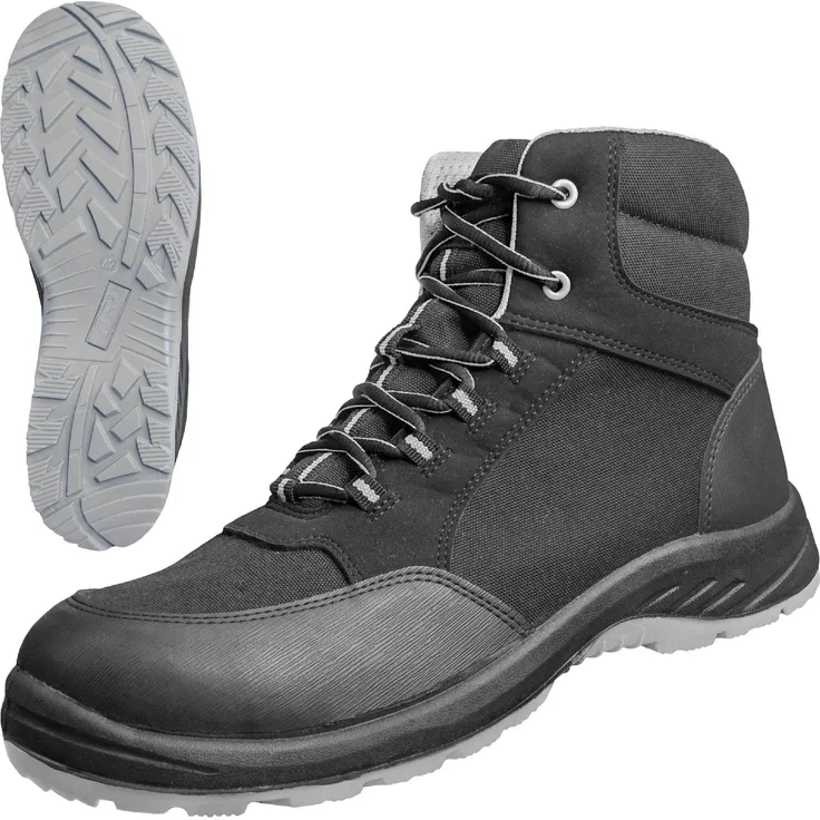 Nitras Solid Step Mid, Sicherheitsstiefel Gr. 40 in Mittelgrau, S3, rutschhemmende PU/PU-Laufsohle, metallfreie Konstruktion, durchstichhemmende Zwischensohle, Fiberglas-Zehenkappe, COMFORT STEP Einlegesohle