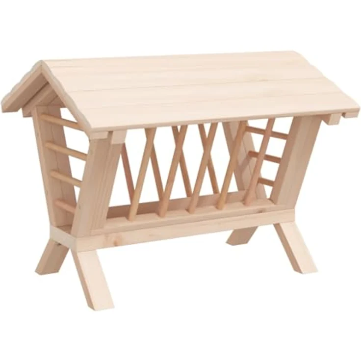 vidaXL Heuraufe für Kaninchen, 44x33x33 cm aus massivem unbehandeltem Tannenholz, mit abnehmbarem Deckel, fördert Gesundheit und Hygiene – Bild 3