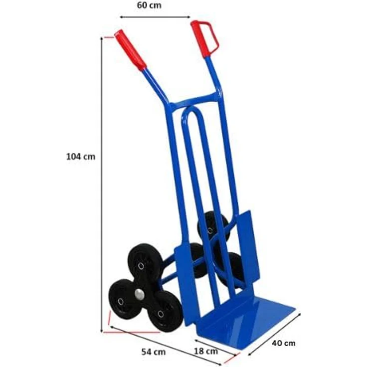 PROREGAL® Sackkarre RHINO XL Schaufel Traglast 250kg Blau, Stahlkonstruktion, 3-Fach-Sternräder – Bild 2