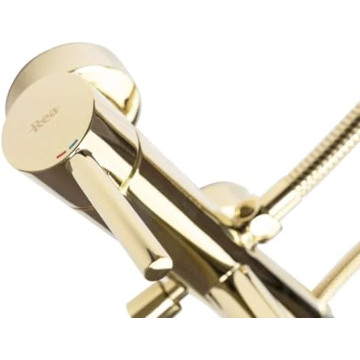 Rea Badewannenarmatur LUNGO L.GOLD, Einhebel Mischbatterie mit Handbrause, Wandmontage, Messing, gold – Bild 5