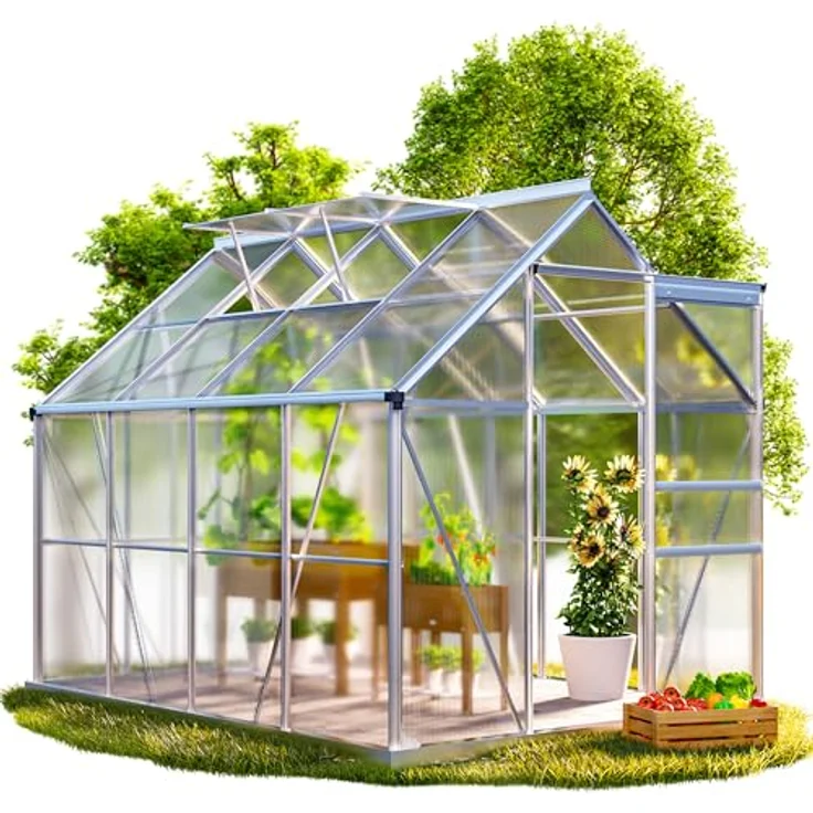 GARDEBRUK® Gewächshaus Aluminium 4,8m² 250x190cm, inkl. 2 Dachfenster, stabil und wärmedämmend für Pflanzenanbau und Aufzucht, 7,63m³ – Bild 1
