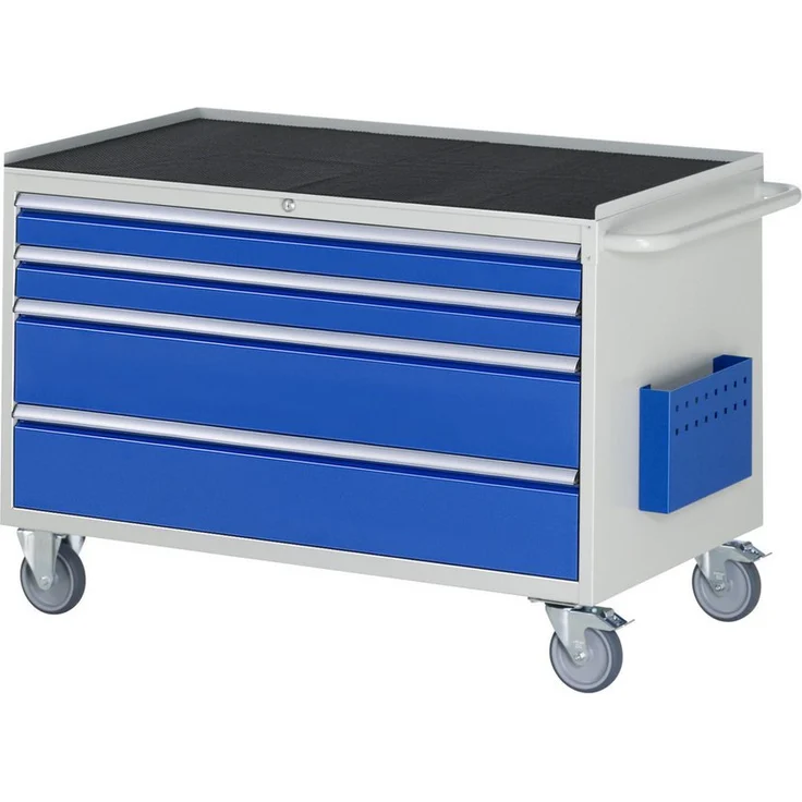 RAU Transportwagen XXL3.1, B1145xT650xH795mm, 4x Schublade-TA, Metallauflage mit Anti-Rutsch-Matte, Zentralverschluss