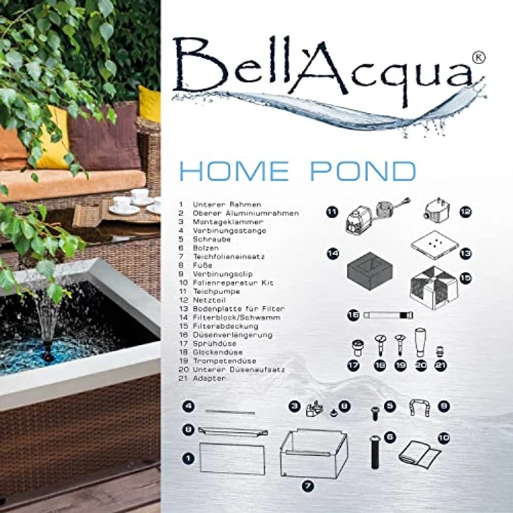 FIAP Bell´Acqua® Home Pond, Teich- und Springbrunnen mit integrierter Pumpe, 775 x 775 x 400 mm, geräuscharm, wasserresistent – Bild 3