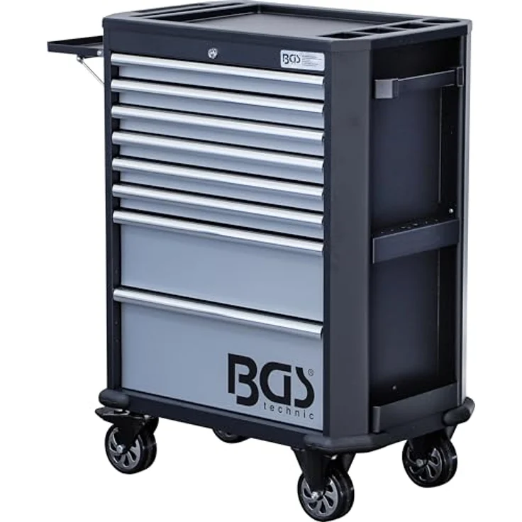 BGS TECHNIC Werkstattwagen 8 Schubladen mit 299 Werkzeugen, stabile Stahlblechkonstruktion, pulverbeschichtet, abschließbar, kratzfest, mit seitlicher Ablage – Bild 6