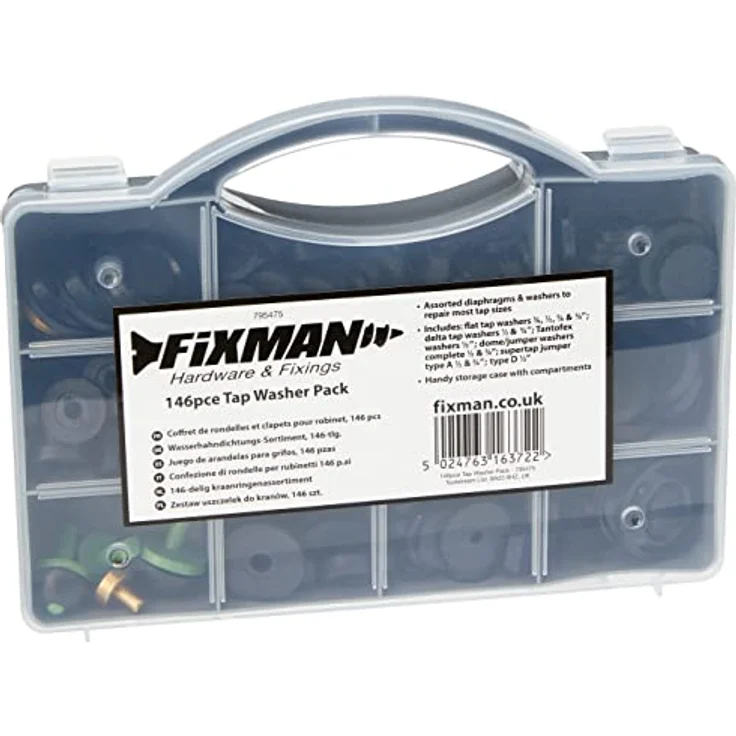 Fixman 795475 Wasserhahndichtungs-Sortiment 140-tlg, Black – Bild 1