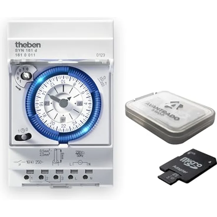 Theben SYN 161 d, Netzsynchrone analoge 1-Kanal-Zeitschaltuhr mit 96 Schaltsegmenten + 64GB Micro SD-Speicherkarte – Bild 1