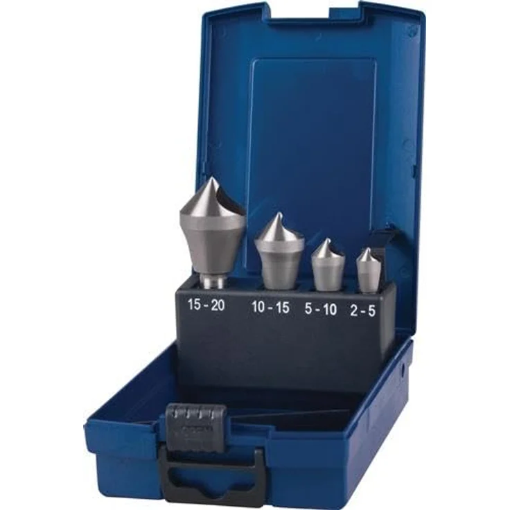 TECWERK 2000865500 Querlochsenkersatz, 4-teilig, HSS-Co, Senkbereiche 2-5/5-10/10-15/15-20mm – Bild 1