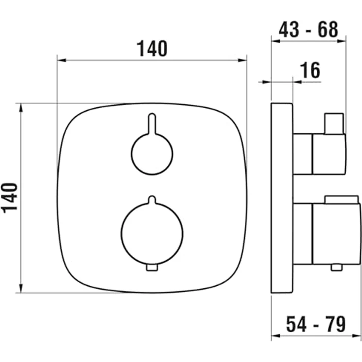 LAUFEN Citytherm Fertigmontageset, Unterputz 2-Griff-Brausethermostat mit Sicherheitsverriegelung, chrom – Bild 3