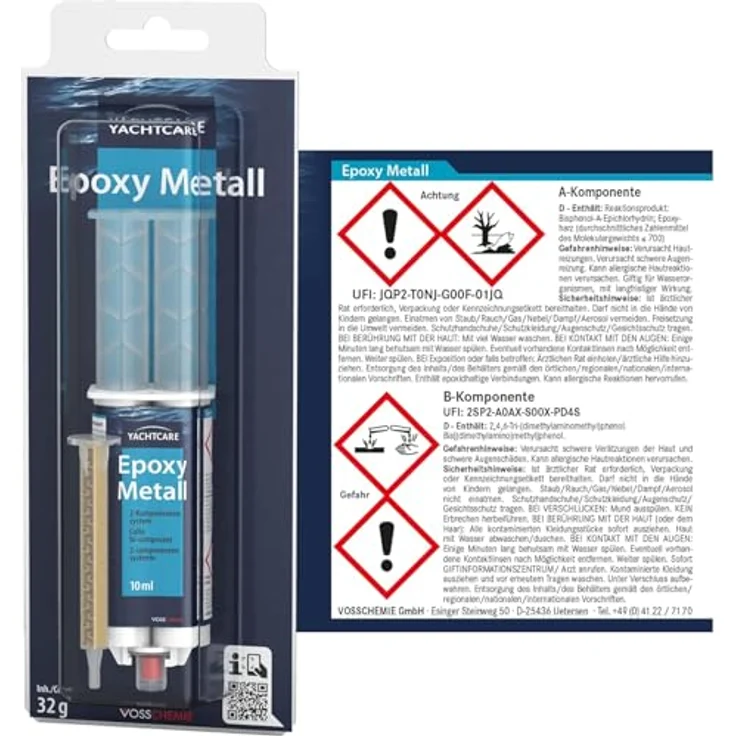 Yachtcare Epoxy Steelbond Haftstahl, 125 g Epoxidharz-Klebemittel für Riss- und Lochreparaturen, lösemittelfrei – Bild 2