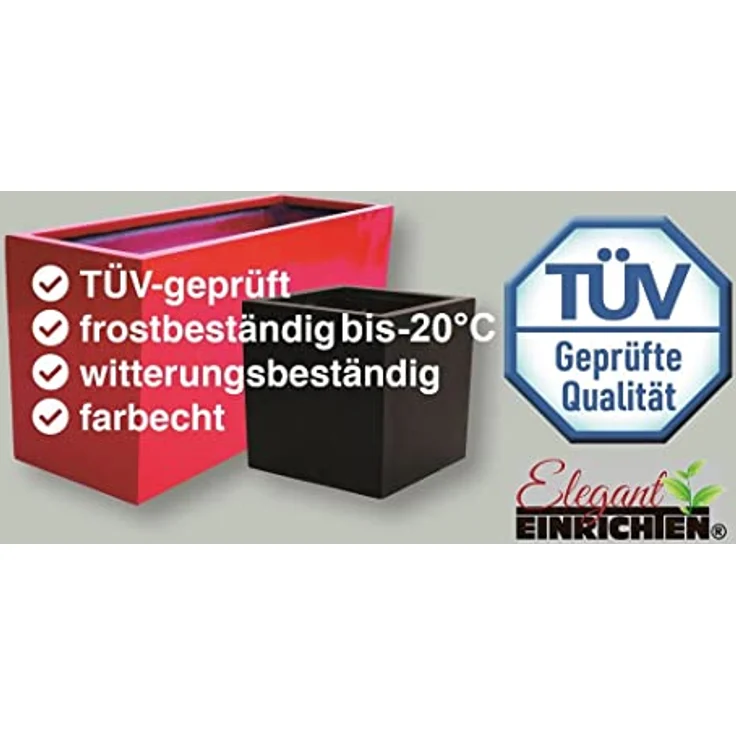 Elegant Einrichten Pflanzkübel Fiberglas Schale-Rund D34xH12cm Hochglanz-Rot, UV-beständig und frostgesichert – Bild 5