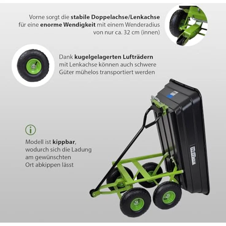 Gartenwagen Kippfunktion Transportwagen Handwagen Bollerwagen Anhänger 300 kg – Bild 5