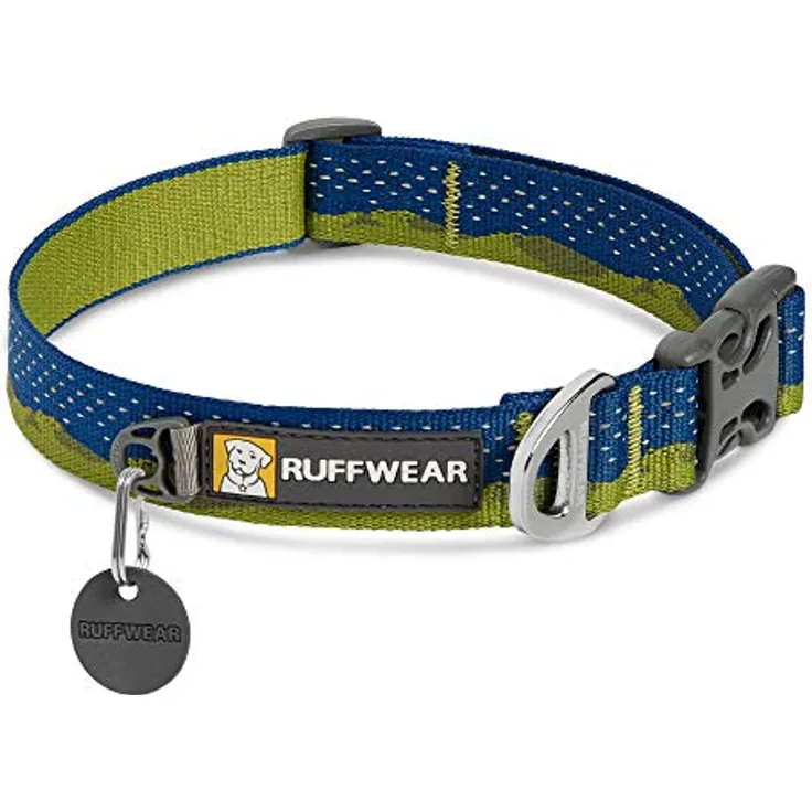 RUFFWEAR Crag Hundehalsband, Reflektierendes und Bequemes Halsband für den Täglichen Gebrauch, Grüne Hügel, 51–66 cm